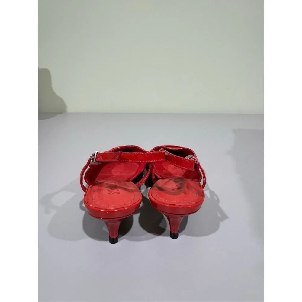 Schutz Chic Ruth 1.6” Mid Patent Leather Kitten Heel Pump Flame Scar Red 6.5